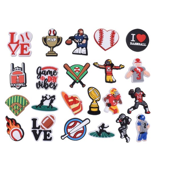 

sports pvc shoe charms shoes accessories clog jibz fit wristband croc buttons decorations girls boys gift world cup toy football game decora, White;pink