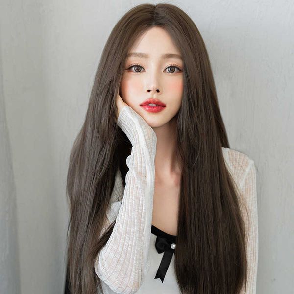 

hair lace wigs female hand woven head set black long straight hair natural invisible lace whole wig