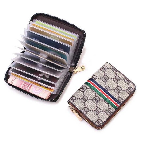 

2022 new card bag women's credit card cover card holder men's driving certificate coin purse wallet batch, Brown;gray