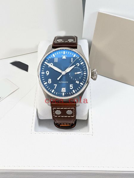 

uality wristwatches watches zf iw501002 46mm alligator leather strap sapphire stainless luminescent cal.51111 movement mechanical automatic, Slivery;brown