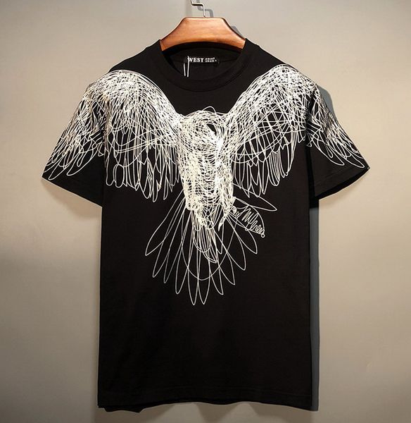 

2023 summer men short sleeve t-shirt european american wings printing t-shirt fashion designer men women couples casual loose cotton clothes, White;black