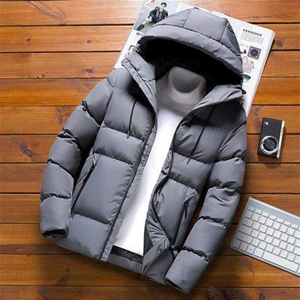 

men's down pure color warm thick leisure new men cotton padded jacket, Black