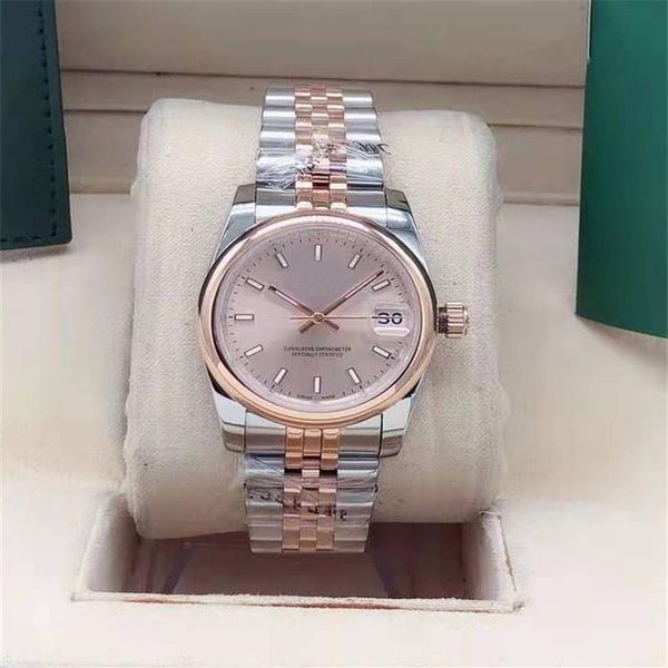 

the new 31mm lady mechanical automatic watch with light outer ring stainless steel wristwatch fashion watch master watch249z, Slivery;brown