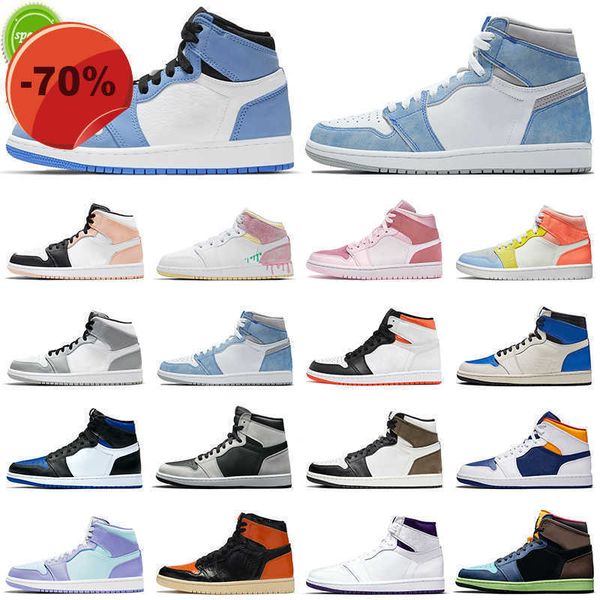 

2022 hyper royal 1s men basketball shoes jumpman 1 university blue light smoke grey womens mens trainers sports sneakers size 36-46, Black