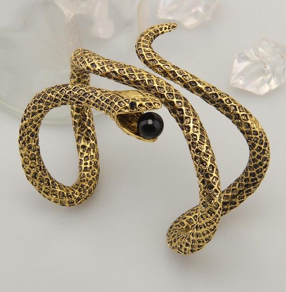 

vintage do old serpentine brooch open bangle textured personalized exaggerated men's and women's accessories for quick delivery, Gray