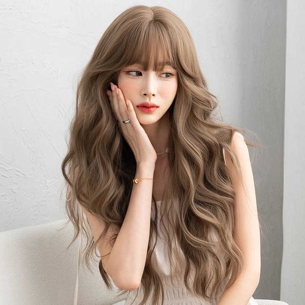 

hair lace wigs wig female wavy head cover fashion pullover ffy natural long curly hair, Black