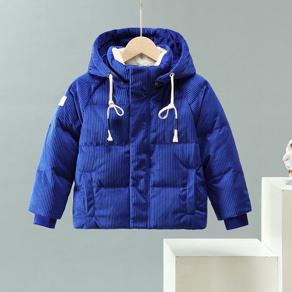 

kids coat down coats baby clothes jacket designer kid clothe with badge hooded stripe thick warm outwear girl boy girls classic check khaki, Blue;gray