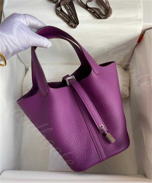 

luxury designer bag vegetable basket picotin purple leather high capacity woman