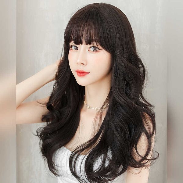 

hair lace wigs wig female lazy trojan roll natural big wave wigs cloud temperament simulation whole head cover, Black