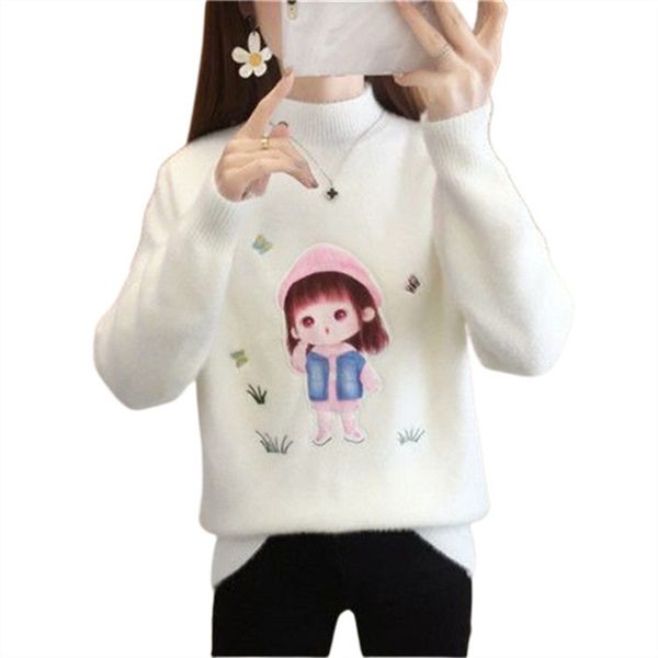 

women's sweaters warm soft and comfortable autumn/winter jumper european and american designers long sleeve round neck printed embroide, White;black
