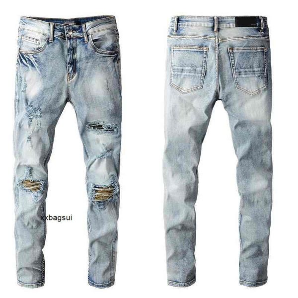 

amirs mens jeans amirs new us casual hip hop high street worn-out wash splash ink color painting slim fitting jeans man #674, Blue