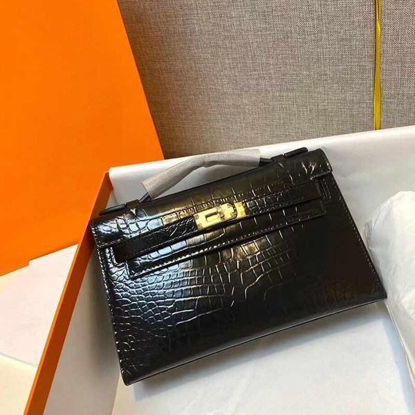 

mini size 22cm bag crocodile palm print genuine leather totes fashion designer women square flap handbag letter cross body clutch luxury q4x