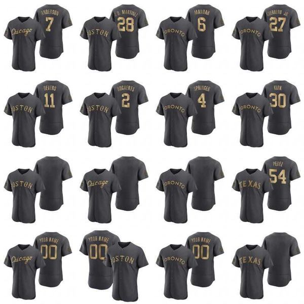 

2022 baseball jerseys allstar tim anderson xander bogaerts rafael devers jd martinez george springer alek manoah vladimir guerrero jr baseba, Blue;black