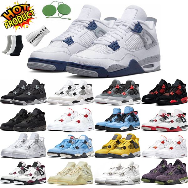

jumpman 4 og 4s basketball shoes midnight navy red thunder black cat sail white oreo cactus jack pure money university blue raptors starfish
