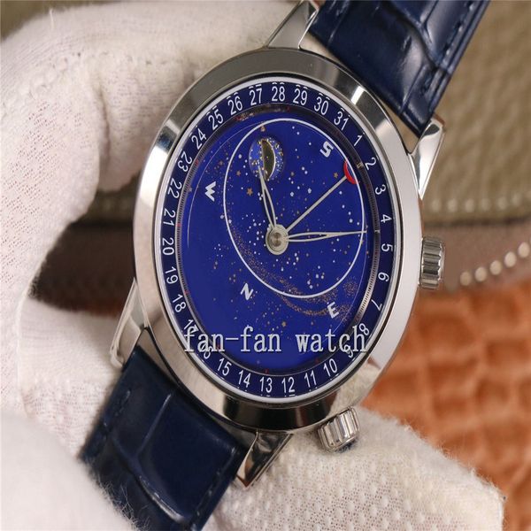 

alf maker quality watches 44mm 6104 dynamic starry sky dial pearl tuo cal.240 lu cl c movement transparent mechanical automatic mens watch m, Slivery;brown