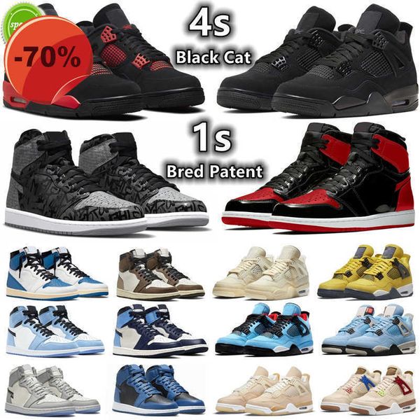 

2022 1 bred patent 4 black cat men women basketball shoes 1s rebellionaire dark mocha heritage unc 4s infrared red thunder white oreo sail