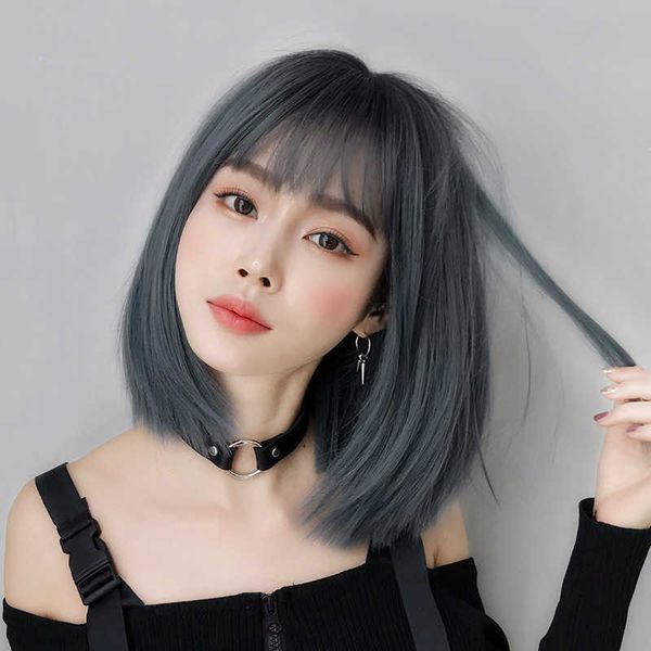 

hair lace wigs female air bobo fashion shoulder gth bangs wig headgear, Black