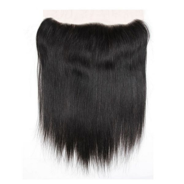 

brazilian human hair 13x4 lace frontal body wave silky straight 10-22inch peruvian indian virgin hair closures natural color, Black;brown