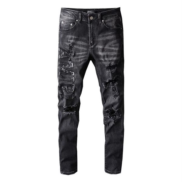 

20ss mens designer jeans distressed ripped biker slim fit motorcycle denim for men s fashion jean mans pants pour homm279l, Blue