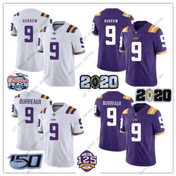 

football jerseys 2020 lsu tigers jersey 9 joe burrow burreaux ncaa 2019 champions burreaux college football jersey white purple 2020 patch, Black;red