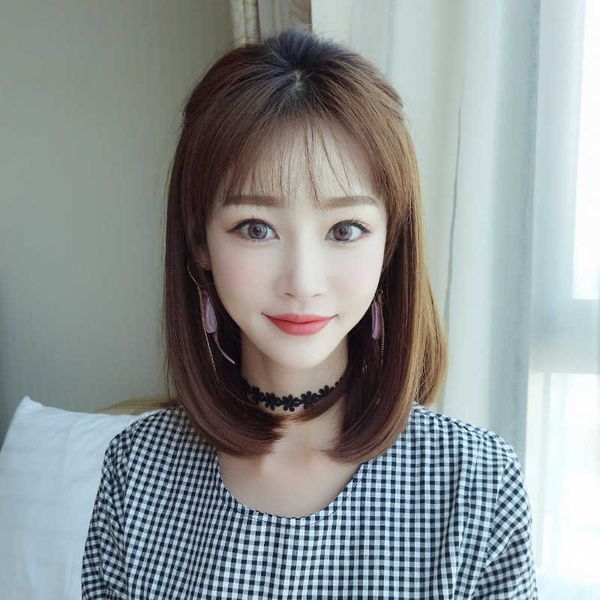 

hair lace wigs women's wig invisible no trace hairpiece u-shaped half chemical fiber hair false head cover, Black