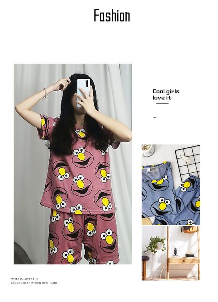 

croton short-sleeve suit girl's pajamas summer pajamas cute cartoon pattern