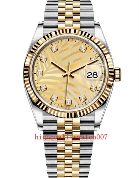 

elling excellent ladies wristwatches 31mm yellow dial 126233 278274 stainless steel bracelet automatic mechanical two tone gold fashion wome, Slivery;brown