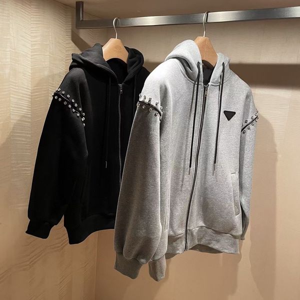 

women's hoodies & sweatshirts luxury designer couple 2022 fall men's outdoor sports cardigan zipper hooded sweatshirt jacket cotto, Black