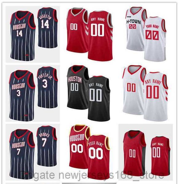 

printed 75th custom jersey houston''rockets''men women youth 1 john wall 35 christian wood 8 jae'sean tate 10 eric, Black;red