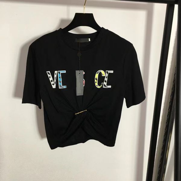 

22 designers t-shirts fashion t shirts women chest color letter shirt zebra printing pin tucked waist short sleeved t-shirt casual luxurys v, White
