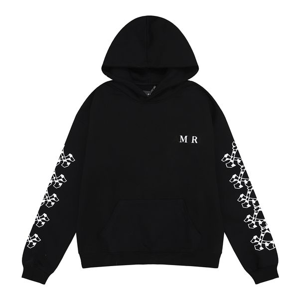 

mens designer sweatshirts arm bone print letters hip-hop hoodies men and women hooded fleece sweater new black and white