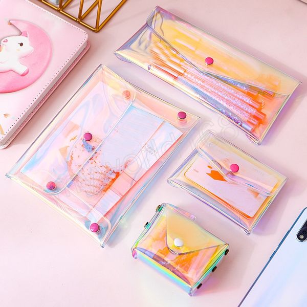 

laser transparent cosmetic bag women diy clear makeup pencil storage organizer travel toiletry wash bag case cute purses pouch