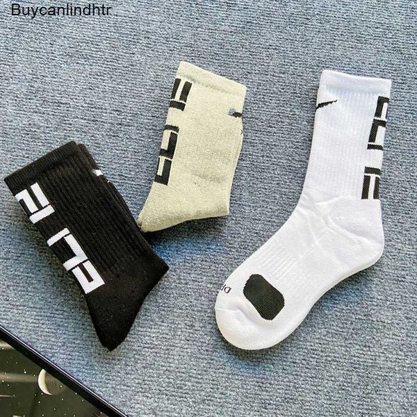 

fashion brand men's cotton running crew socks middle tube casual breathable sports for men and women soft sock u0b9, Black