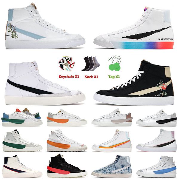 

2022 athletic blazers mid 77 running shoes jumbo low vintage indigo pomegranate black white pacific blue for men women blazer tennis trainer, White;red