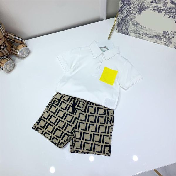 

designer kids white short sleeve polo t-shirt shorts sets childrens suit brand boys clothing cotton tees size 100-150298z