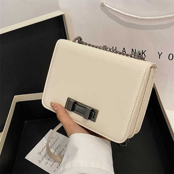 

messenger bags simple pure color lock chain womens sling shoulder messenger bag block small square bag