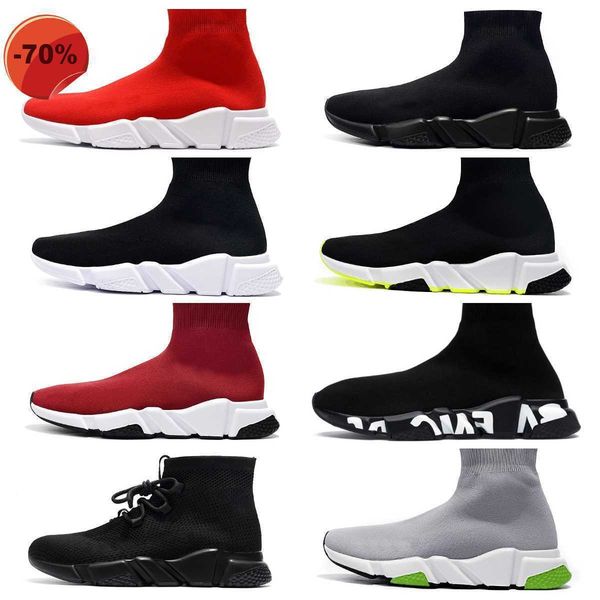 

2023 running shoes casual shoes designer fly knit socks speed graffiti sole 1.0 casual shoes platform mens runner triple black white sock