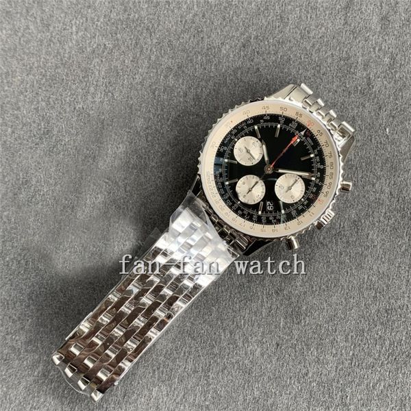

bls maker watches 43mm navitimer bb01 chronograph working transparent cal.01 7750 movement mechanical automatic mens watch men's wristw, Slivery;brown