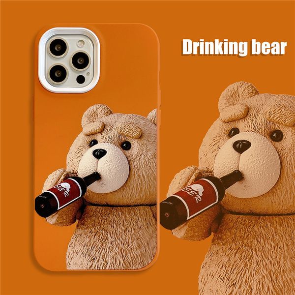 

teddy bear phone case for 1phone 13 pro max 12 11 x xs pro 8 7 plus beer style cases