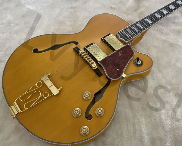

lvyhollow body jazz electric guitar semi glossy finished gold parts rosewood fingerboard block inlay red tortoise pickguard