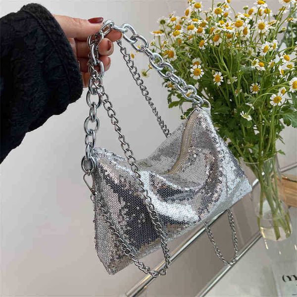 

evening bag sequin crossbody s for women 2022 new fashion small handbag ladies chain shoulder dinner party messenger flap 3506 y220409