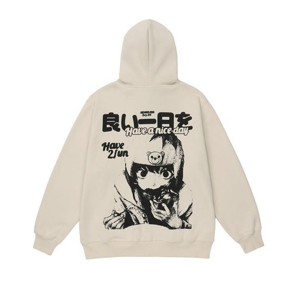 

vintage coats hoodie cartoon printed zipper hoodies 2023 fashion sweatshirt jacket, Black;brown