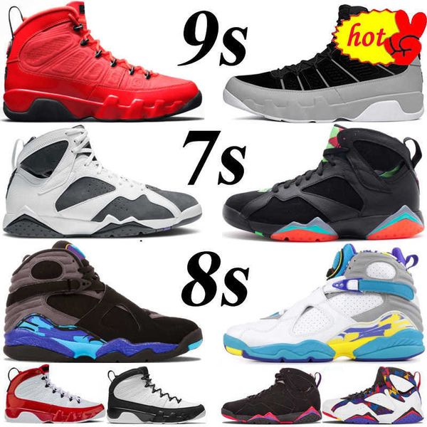 

2022 jumpman mens basketball shoes 9 9s particle grey child red 7 7s flint barcelona night pure money 8 8s white aqua three peat chrome, Black
