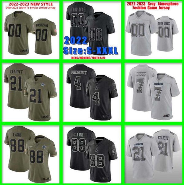 

micah parsons ezekiel elliott jersey tee dallas''cowboys''bar dak prescott ezekiel elliott trevon diggs custom kids 2022, Black