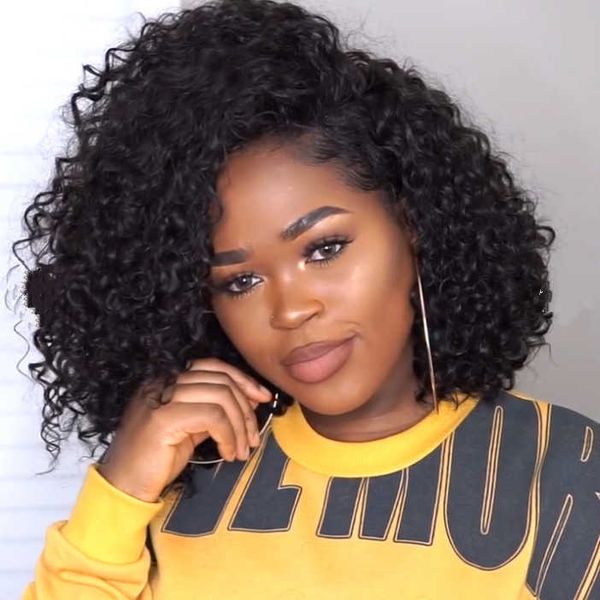 

hair lace wigs long partial small curly hair chemical fiber headgear, Black