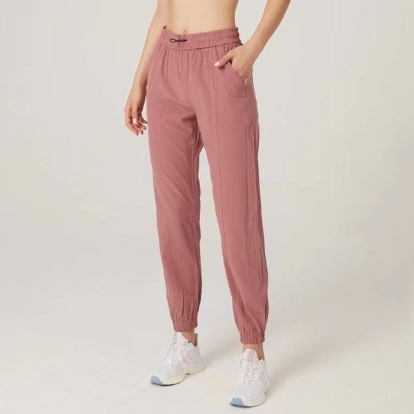 

lu-2022 yoga outfit womens workout sport joggers running sweatpants with pocket 666, White;red