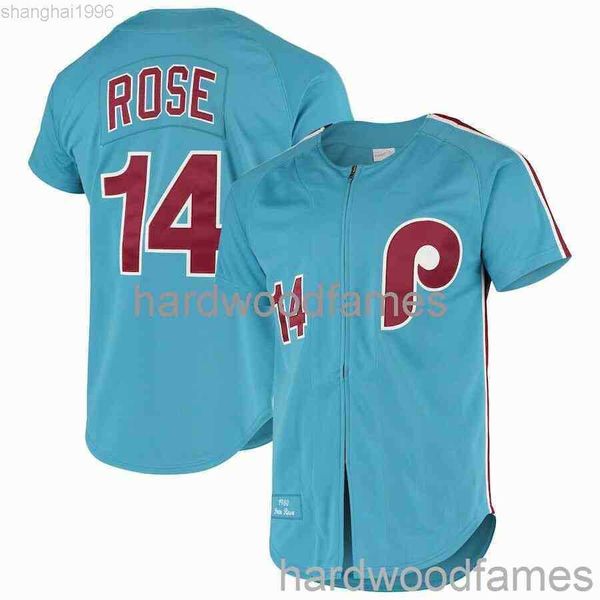 

college baseball wears custom pete rose #14 mitchell ness blue 1980 jersey stitched men women youth kid baseball jersey, Black