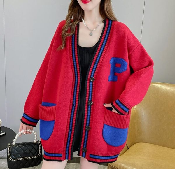 

women's sweater cardigan v-neck flower pocket loose long sleeve sweater coat female casual vintage oversize jacket, White;black
