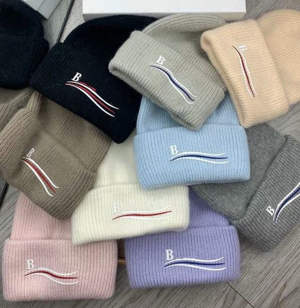 

woolen knitted cap men women winter autumn solid color warm classics cuffed brand letter beanie hat female caps warmer bonnet casual cap 202, Blue;gray