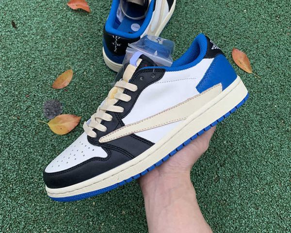 

designer shoes authentic fragment ts x jumpman 1 low shoe basketball military blue outdoor sneakers sports, Black